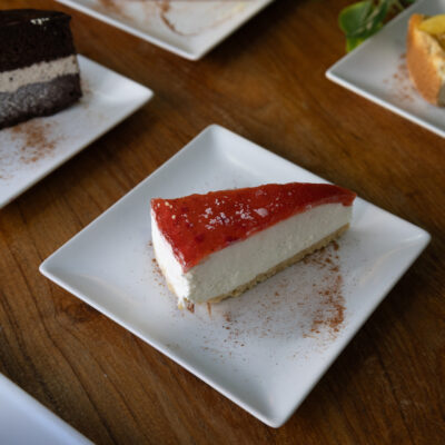 Tarta de queso con arándanos